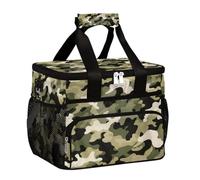 VQUVQV Large Insulated Lunch Bag for Adults, Leakproof Cooler Tote with Adjustable Shoulder Strap, Reusable Lunch Box for Office Picnic Beach, Classic Green Camouflage