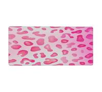 VQUVQV Large Mouse Mats for Desk, Pink Leopard Print Gaming Mouse Pad with Non-Slip Base Stitched Edges, Table Mat Office Desk Accessories