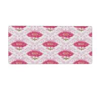 VQUVQV Large Mouse Mats for Desk, White Pink Peony Flowers Gaming Mouse Pad with Non-Slip Base Stitched Edges, Table Mat Office Desk Accessories