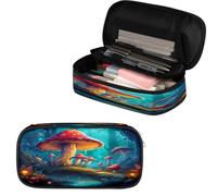VQUVQV Large Pencil Case Big Capacity Pencil Pouch with Zipper, Portable Stationery Pen Bag for Girls Boys Women Men, Forest Cartoon Magic Tale Mushroom