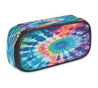 VQUVQV Large Pencil Case, Waterproof Pencil Pouch Stationery Organiser with Dual Zips, Portable Office Supplies Pouch for Pens, Makeup, Colorful Tie Dye