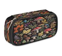 VQUVQV Large Pencil Case, Waterproof Pencil Pouch Stationery Organiser with Dual Zips, Portable Office Supplies Pouch for Pens, Makeup, Mushroom Fall Leaf Mixture
