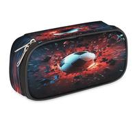 VQUVQV Large Pencil Case, Waterproof Pencil Pouch Stationery Organiser with Dual Zips, Portable Office Supplies Pouch for Pens, Makeup, Soccer Football