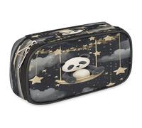VQUVQV Large Pencil Case, Waterproof Pencil Pouch Stationery Organiser with Dual Zips, Portable Office Supplies Pouch for Pens, Makeup, Cute Panda Starry Swing Art