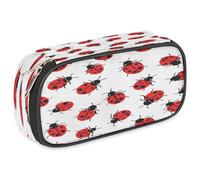 VQUVQV Large Pencil Case, Waterproof Pencil Pouch Stationery Organiser with Dual Zips, Portable Office Supplies Pouch for Pens, Makeup, Ladybug Seamless Pattern