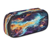VQUVQV Large Pencil Case, Waterproof Pencil Pouch Stationery Organiser with Dual Zips, Portable Office Supplies Pouch for Pens, Makeup, Galaxy Universe