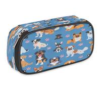 VQUVQV Large Pencil Case, Waterproof Pencil Pouch Stationery Organiser with Dual Zips, Portable Office Supplies Pouch for Pens, Makeup, Cute Dog