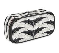 VQUVQV Large Pencil Case, Waterproof Pencil Pouch Stationery Organiser with Dual Zips, Portable Office Supplies Pouch for Pens, Makeup, Halloween Bat Pattern Art