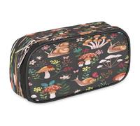 VQUVQV Large Pencil Case, Waterproof Pencil Pouch Stationery Organiser with Dual Zips, Portable Office Supplies Pouch for Pens, Makeup, Mushroom Snails