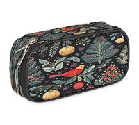 VQUVQV Large Pencil Case, Waterproof Pencil Pouch Stationery Organiser with Dual Zips, Portable Office Supplies Pouch for Pens, Makeup, Christmas Tree Bird