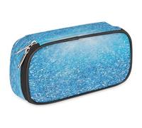 VQUVQV Large Pencil Case, Waterproof Pencil Pouch Stationery Organiser with Dual Zips, Portable Office Supplies Pouch for Pens, Makeup, Abstract Blue Glitter