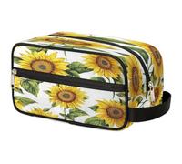 VQUVQV Large Toiletry Bag, Travel Size Makeup Organiser Pouch with Handle, Travel Wash Bags for Cosmetics, 26.5x13.5x11.2cm, Sunflower Seamless Pattern
