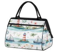 VQUVQV Nautical Ocean Lighthouse Sailboat Travel Duffel Bag, Lightweight Carry On Weekend Overnight Bags Hand Luggage Tote Bags for Women Men Kids