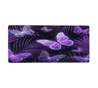 VQUVQV Neon Purple Butterfly Palm Pattern Large Mouse Mat, Extended Gaming Mouse Pad Desk Protector Mat with Non-Slip Rubber Base Keyboard Pad for Work, Office, Home