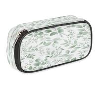 VQUVQV Pastel Leaf Pattern Art Pencil Case, Large Capacity 23.7x12x6.5cm Pen Organiser with Pen Holder & Mesh Pocket, Stationery Pouch for Office Supplies