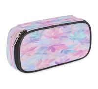 VQUVQV Pastel Leaves Pattern Pencil Case, Large Capacity 23.7x12x6.5cm Pen Organiser with Pen Holder & Mesh Pocket, Stationery Pouch for Office Supplies