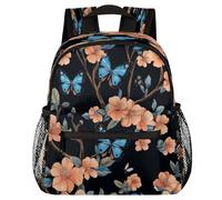 VQUVQV Peach Blossoms And Blue Butterflies Kids Backpack, Boys Girls Toddler Schoolbag Rucksack Lightweight School Backpack Bookbag for School Travel