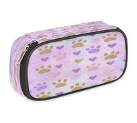 VQUVQV Pencil Case, Large Capacity Pen Bag Stationery Pouch, Waterproof Pencil Box Desk Organiser, 23.7x12x6.5cm, Pastel Glitter Dog Paw Heart