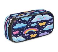 VQUVQV Pencil Case, Large Capacity Pen Bag Stationery Pouch, Waterproof Pencil Box Desk Organiser, 23.7x12x6.5cm, Cute Clouds Star Rainbow
