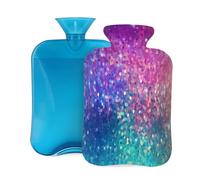 VQUVQV Pink and Blue Sequins Hot Water Bottle with Soft Cover 2L | Leakproof, Reusable, Warm, Hot Water Bag for Pain Relief Hot and Cold Compress