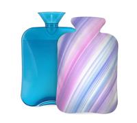 VQUVQV Pink and Blue Stripes Hot Water Bottle with Soft Cover 2L | Leakproof, Reusable, Warm, Hot Water Bag for Pain Relief Hot and Cold Compress