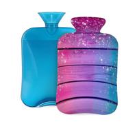 VQUVQV Pink Blue Glitter Wood Plank Hot Water Bottle with Soft Cover 2L | Leakproof, Reusable, Warm, Hot Water Bag for Pain Relief Hot and Cold Compress