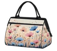 VQUVQV Pink Blue Wildflowers Travel Duffel Bag, Lightweight Carry On Weekend Overnight Bags Hand Luggage Tote Bags for Women Men Kids
