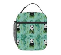 VQUVQV Portable Lunch Box for Work, Wide Open Insulated Lunchbox Tote Bag, Large Capacity Lunch Organizer for Adult Men Women, Panda Leaves Animal Print