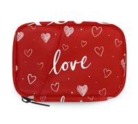 VQUVQV Red Handwritten Love Heart Pattern Weekly Travel Pill Organiser