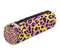 VQUVQV Small Pencil Case, Portable Pencil Bag Pen Pouch for Boys Girls Teens, School Stationary Organiser Supplies Makeup Brush Bag, Yellow Pink Leopard