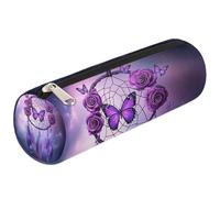 VQUVQV Small Pencil Case, Portable Pencil Bag Pen Pouch for Boys Girls Teens, School Stationary Organiser Supplies Makeup Brush Bag, Purple Butterfly Roses Dreamcatcher