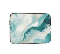VQUVQV Teal Turquoise Beige Grey Art Marble Laptop Sleeve Protective Case Soft Lining Padded Zipper Cover Carrying Bag, Slim Lightweight Laptop Bag Briefcase