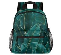 VQUVQV Toddler Backpack Green Gold Banana Leaf School Bag Kids Backpack for Girls Boys, Lightweight Schoolbag Book Bag Casual Daypack for 3-8 Years Old