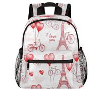 VQUVQV Toddler Backpack Love Eiffel Tower School Bag Kids Backpack for Girls Boys, Lightweight Schoolbag Book Bag Casual Daypack for 3-8 Years Old
