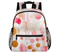 VQUVQV Toddler Backpack Pink And Gold Circles School Bag Kids Backpack for Girls Boys, Lightweight Schoolbag Book Bag Casual Daypack for 3-8 Years Old
