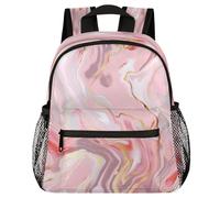 VQUVQV Toddler Backpack Pink White Gold Marble Line School Bag Kids Backpack for Girls Boys, Lightweight Schoolbag Book Bag Casual Daypack for 3-8 Years Old