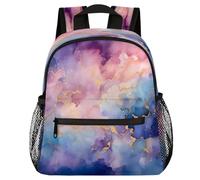 VQUVQV Toddler Backpack Purple Blue Gold Marble School Bag Kids Backpack for Girls Boys, Lightweight Schoolbag Book Bag Casual Daypack for 3-8 Years Old