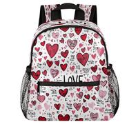 VQUVQV Toddler Backpack Red Hearts Love School Bag Kids Backpack for Girls Boys, Lightweight Schoolbag Book Bag Casual Daypack for 3-8 Years Old