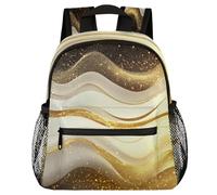 VQUVQV Toddler Backpack White And Gold Line Wave School Bag Kids Backpack for Girls Boys, Lightweight Schoolbag Book Bag Casual Daypack for 3-8 Years Old