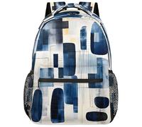 VQUVQV Travel Backpack for Adults, Lightweight 16 Inch Laptop Rucksack Casual Daypack Backpack for College Work Business, Abstract Blue Square Art