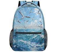 VQUVQV Travel Backpack for Women Men, Flying Seagulls Causal School Bags Bookbag Laptop Backpack for Girls Boys Lightweight College Rucksack
