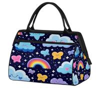VQUVQV Travel Duffel Bag, Cute Clouds Star Rainbow Lightweight Carry On Weekend Overnight Bags Hand Luggage Tote Bags for Women Men Kids