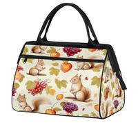 VQUVQV Travel Duffel Bag, Fall Maple Grape Squirrel Lightweight Carry On Weekend Overnight Bags Hand Luggage Tote Bags for Women Men Kids