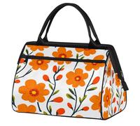 VQUVQV Travel Duffel Bag, Orange Flower Wildflowers Lightweight Carry On Weekend Overnight Bags Hand Luggage Tote Bags for Women Men Kids