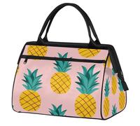 VQUVQV Travel Duffel Bag, Yellow Pineapple Pink Lightweight Carry On Weekend Overnight Bags Hand Luggage Tote Bags for Women Men Kids