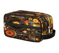 VQUVQV Travel Makeup Bag Music Record Cd Vintage Cosmetics Toiletry Bag | Portable Make Up Pouch Wash Bag for Travel Accessories, Large Capacity, Wide Open, Gifts for Women Men