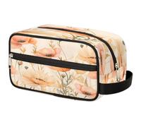 VQUVQV Travel Makeup Bag Peach Poppy Watercolor Cosmetics Toiletry Bag | Portable Make Up Pouch Wash Bag for Travel Accessories, Large Capacity, Wide Open, Gifts for Women Men