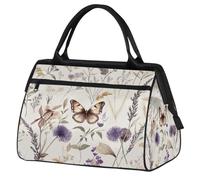 VQUVQV Watercolor Wildflowers and Butterflies Travel Duffel Bag, Lightweight Carry On Weekend Overnight Bags Hand Luggage Tote Bags for Women Men Kids