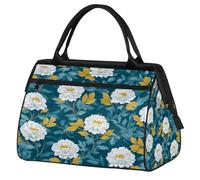 VQUVQV White Peony Flowers Travel Duffel Bag, Lightweight Carry On Weekend Overnight Bags Hand Luggage Tote Bags for Women Men Kids