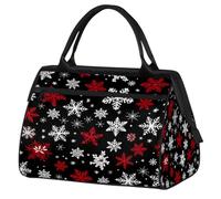 VQUVQV Winter Snowflake Pattern Xmas Travel Duffel Bag, Lightweight Carry On Weekend Overnight Bags Hand Luggage Tote Bags for Women Men Kids